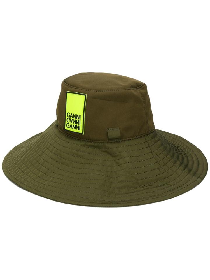 Ganni Azalea Logo Bucket Hat - Green