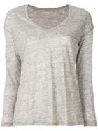 Majestic Filatures Knitted V-neck Top - Grey