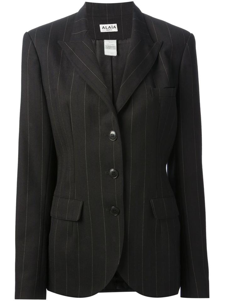 Alaïa Vintage Pinstriped Blazer - Black