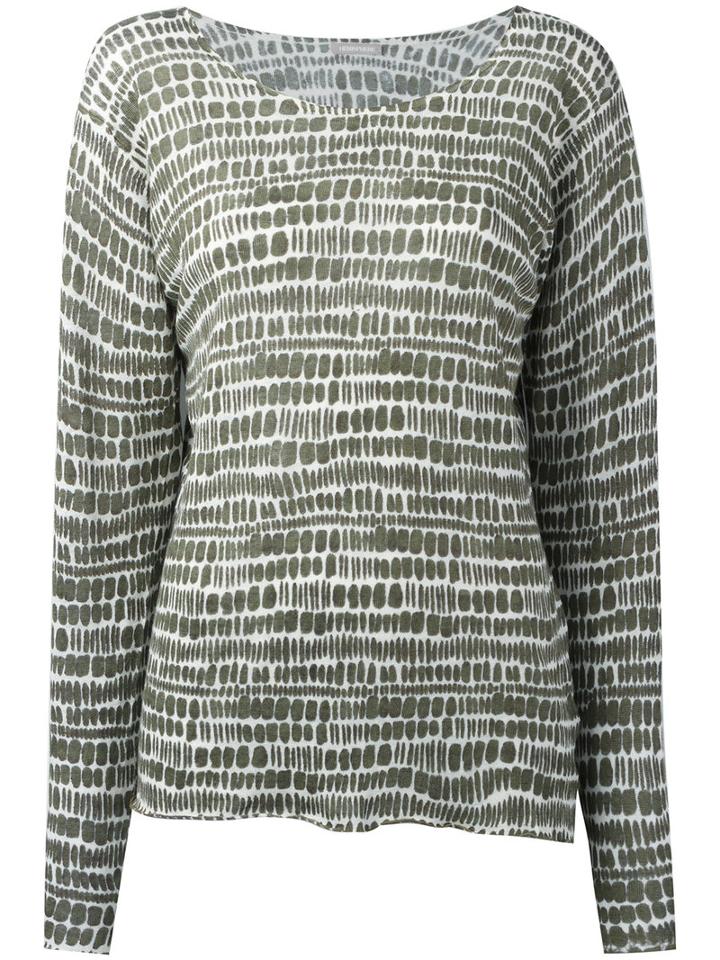 Hemisphere Printed Top, Women's, Size: 42, Green, Linen/flax
