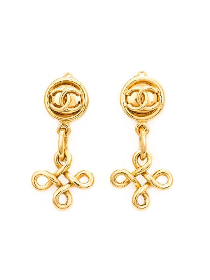 Chanel Vintage Drop Knot Earrings, Women's, White