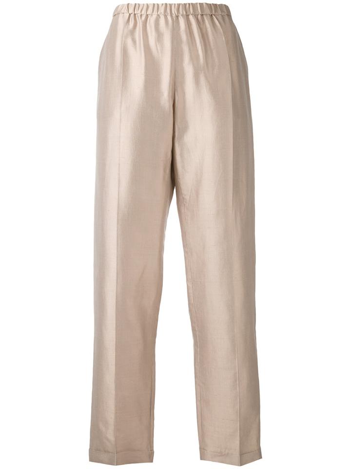 Giorgio Armani - Wide Leg Trousers - Women - Silk/acetate/cupro - 42, Nude/neutrals, Silk/acetate/cupro