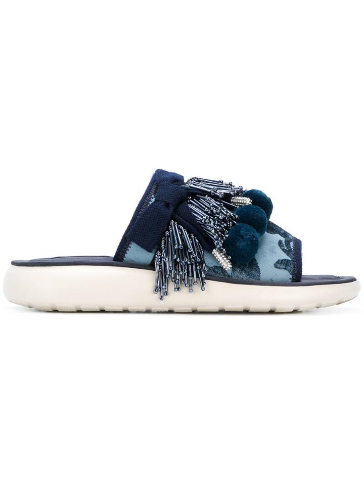 Marc Jacobs Emerson Pompom Slides - Blue
