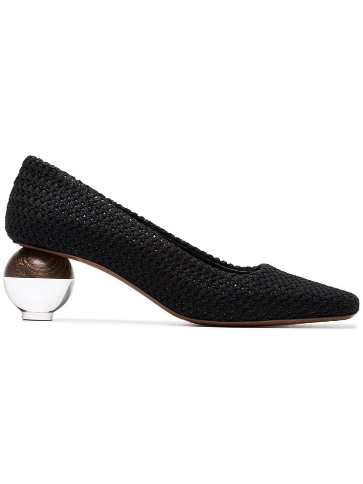 Neous Black Besse 50 Fabric Pumps With Spherical Heel