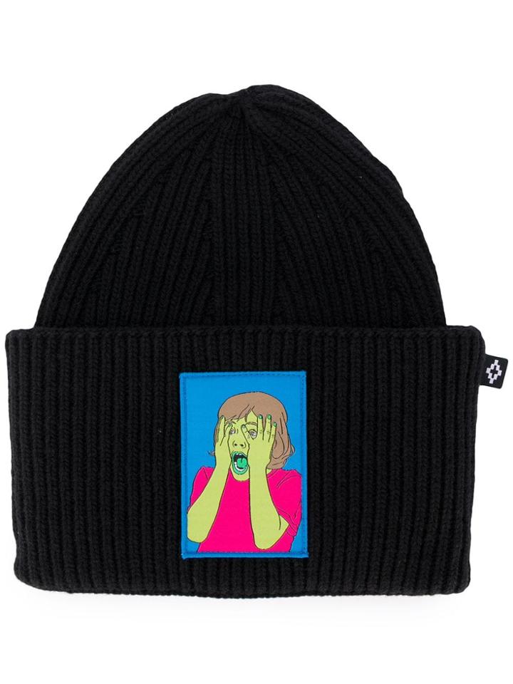 Marcelo Burlon County Of Milan Face Patch Beanie - Black