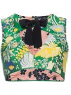 Rochas Floral Crop Top With Bow - Green