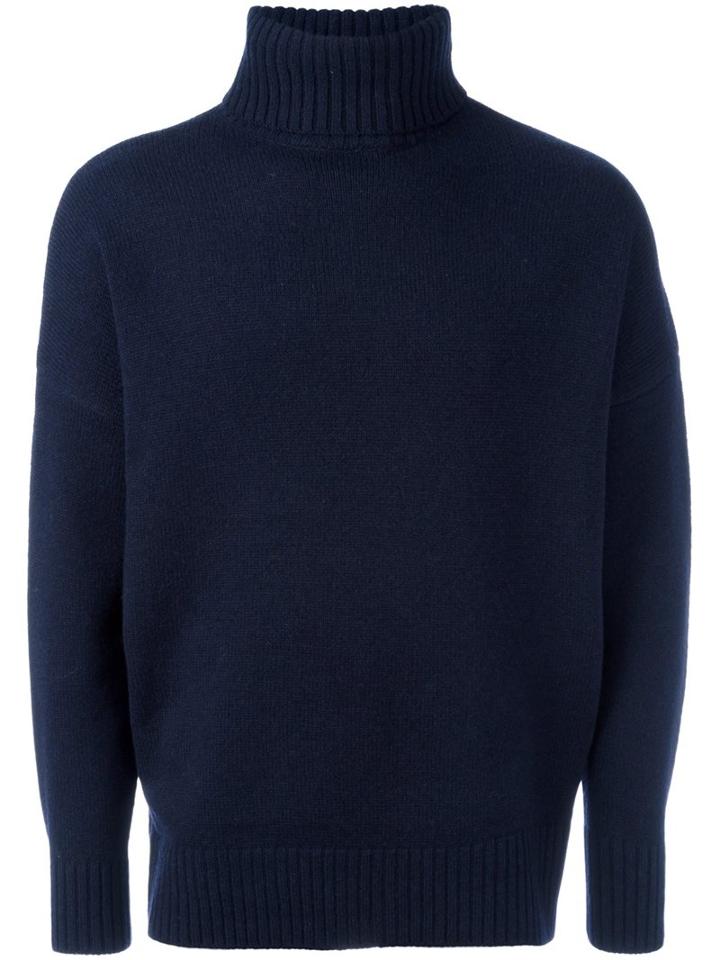 Harmony Paris Roll Neck Jumper, Men's, Size: Small, Blue, Lambs Wool
