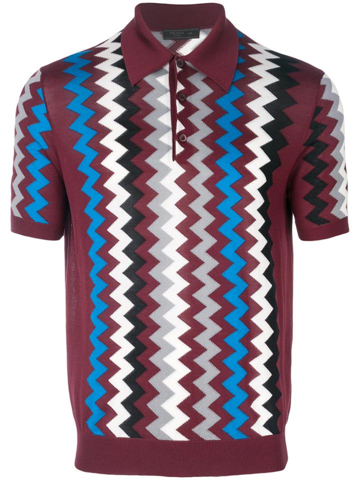 Prada Geometric Print Polo Shirt - Pink & Purple