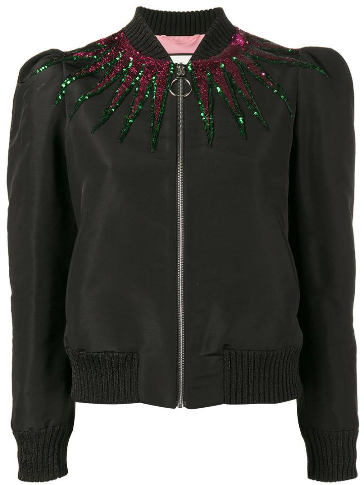 Gucci - Sequin Embellished Jacket - Women - Silk/cotton/polyamide/metallic Fibre - 38, Black, Silk/cotton/polyamide/metallic Fibre