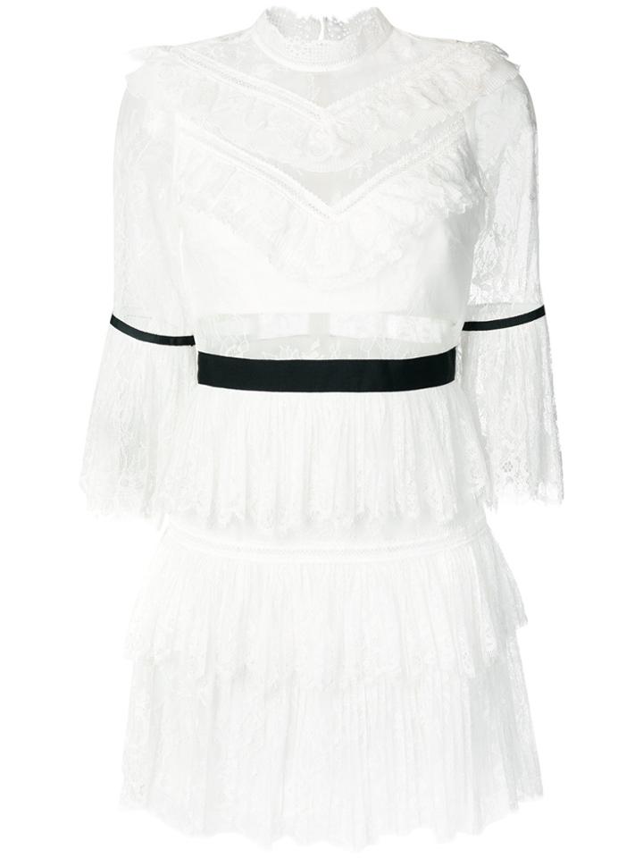 Self-portrait Fine Lace Mini Dress - White