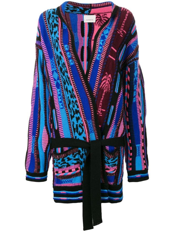 Laneus Cashmere Pattern Cardi-coat - Blue