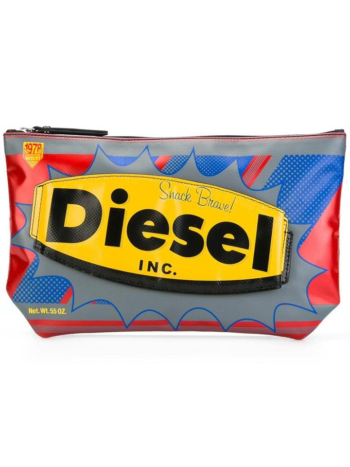 Diesel Logo Print Zip Clutch, Women's