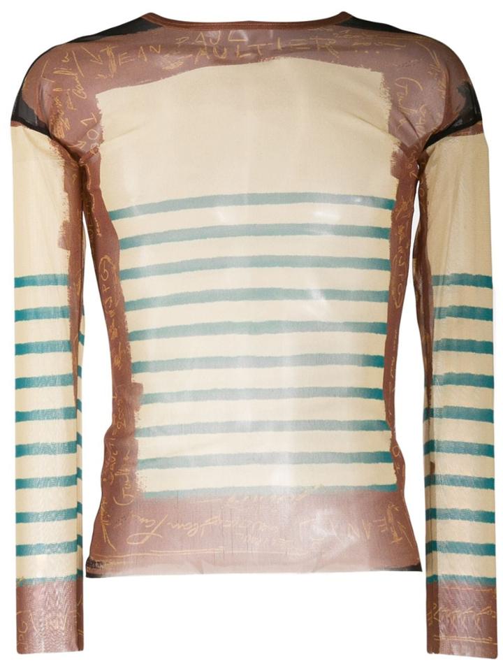 Jean Paul Gaultier Pre-owned 1990s Striped Sheer Top - Brown