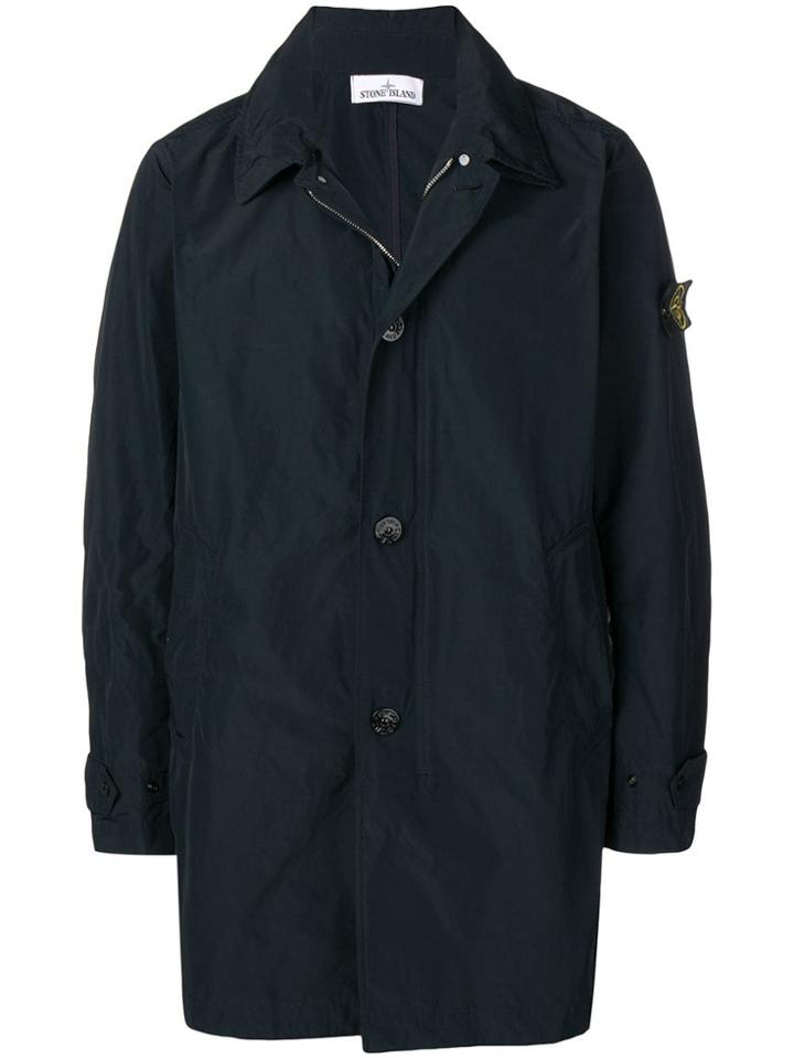 Stone Island Single Breasted Raincoat - Blue