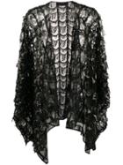 Talbot Runhof Sequin Fringe Embellished Poncho - Black