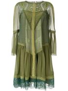 Alberta Ferretti Lace Flared Dress - Green