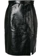 Msgm Crocodile Effect Skirt - Black