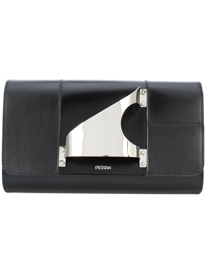 Perrin Paris Metal Clutch Bag - Black