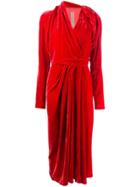 Rick Owens Velvet Wrap Dress - Red
