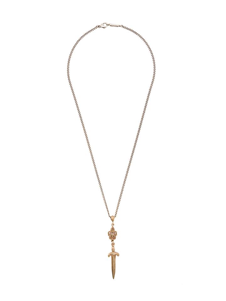 Roman Paul Crown Sword Necklace - Metallic