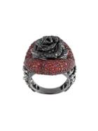 Lydia Courteille Rose Diamond And Sapphire Ring, Women's, Size: 54, Red