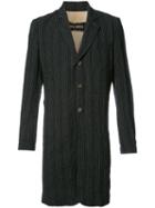 Uma Wang Striped Coat, Men's, Size: Large, Black, Cotton/linen/flax