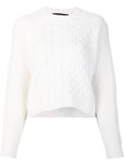 Alexander Wang Chunky Cableknit Sweater, Women's, Size: Small, White, Cotton/polyamide/viscose/wool