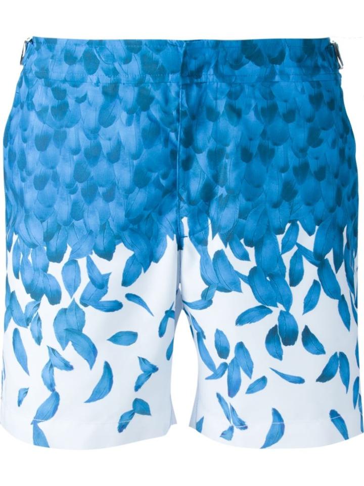 Orlebar Brown 'bulldog Falling Feather' Swim Shorts, Men's, Size: 30, Blue, Polyester