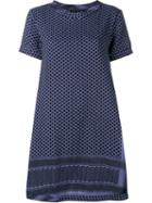 Cecilie Copenhagen Keffiyeh Cotton Short Sleeve Dress, Women's, Blue, Cotton