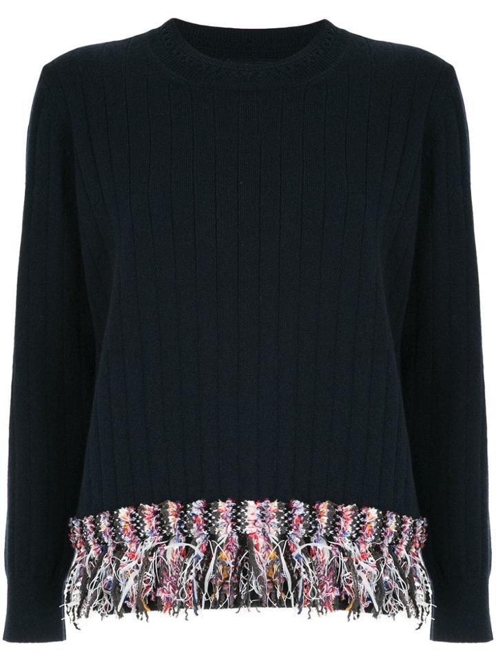 Coohem Tweed-fringed Sweater - Blue