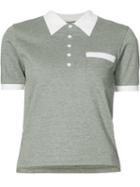 Thom Browne - Collar Print Polo Shirt - Women - Cotton - 44, Grey, Cotton