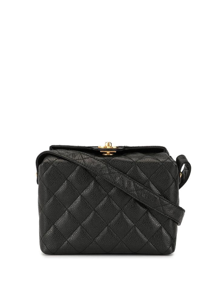 Chanel Pre-owned 1992 Diamond Quilted Boxy Crossbody Bag - Black
