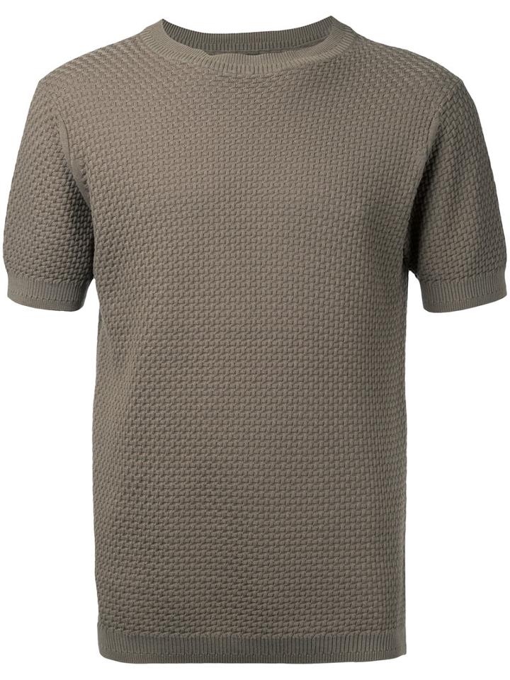 Estnation - Round Neck Patterned T-shirt - Men - Cotton - L, Green, Cotton