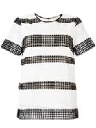 Michael Michael Kors Stripe Panel T-shirt, Women's, Size: Large, White, Polyester/cotton