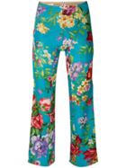 Dolce & Gabbana Vintage Floral Cropped Trousers - Blue