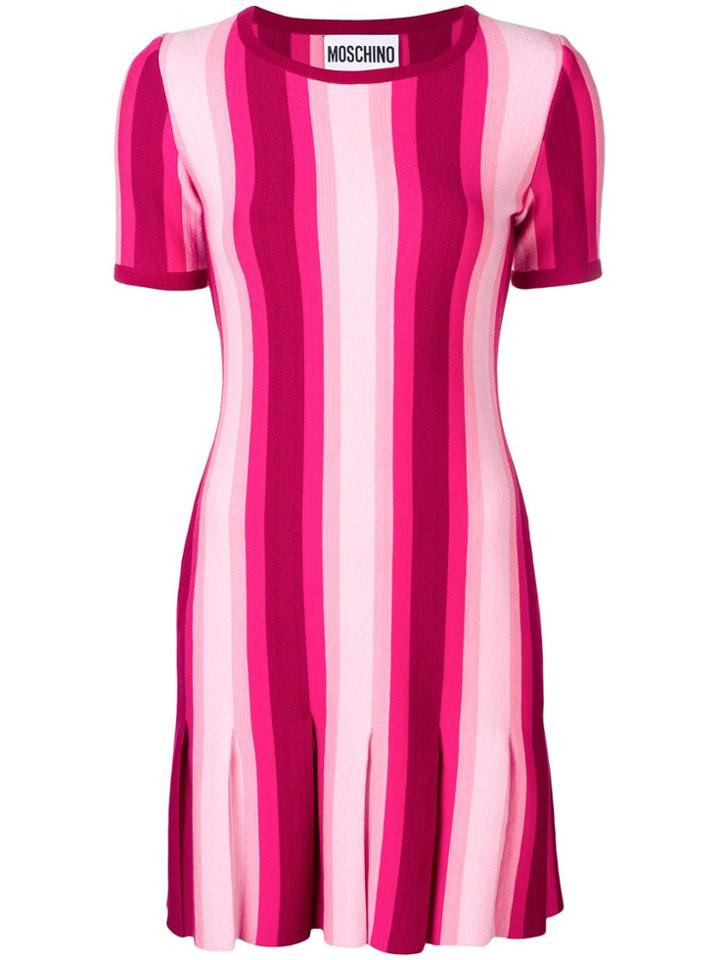 Moschino Striped Short-sleeved Dress - Pink