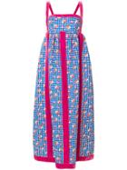 Oscar De La Renta Vintage Floral Polka Dot Dress - Blue