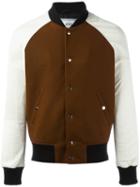 Ami Alexandre Mattiussi Leather Sleeve Bomber Jacket, Men's, Size: Large, Brown, Acetate