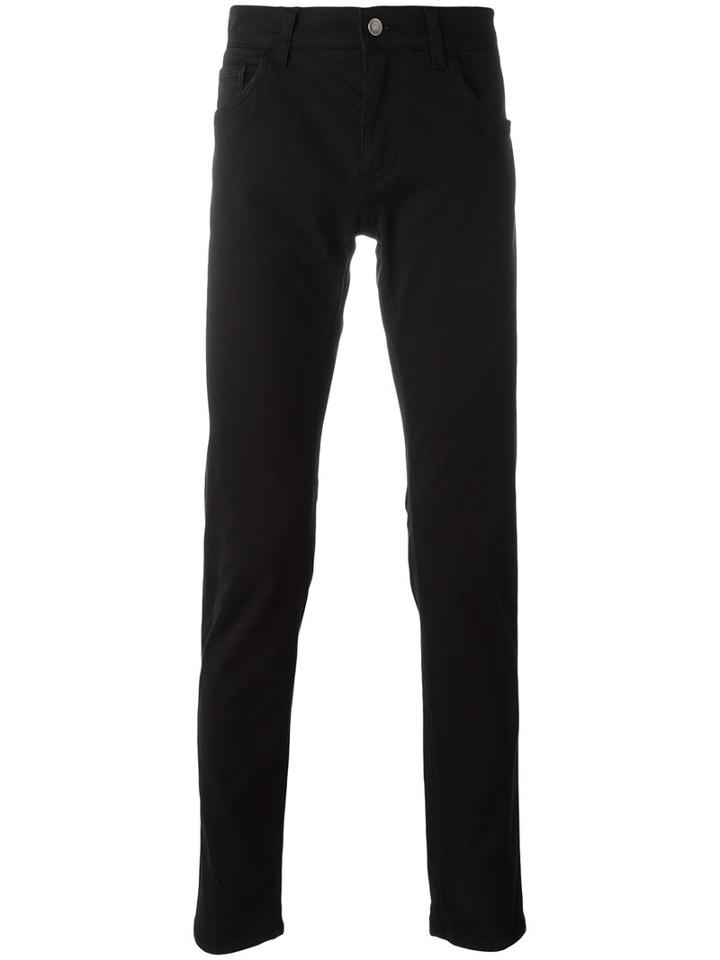 Dolce & Gabbana Guitar Patch Slim Jeans, Men's, Size: 52, Black, Cotton/spandex/elastane
