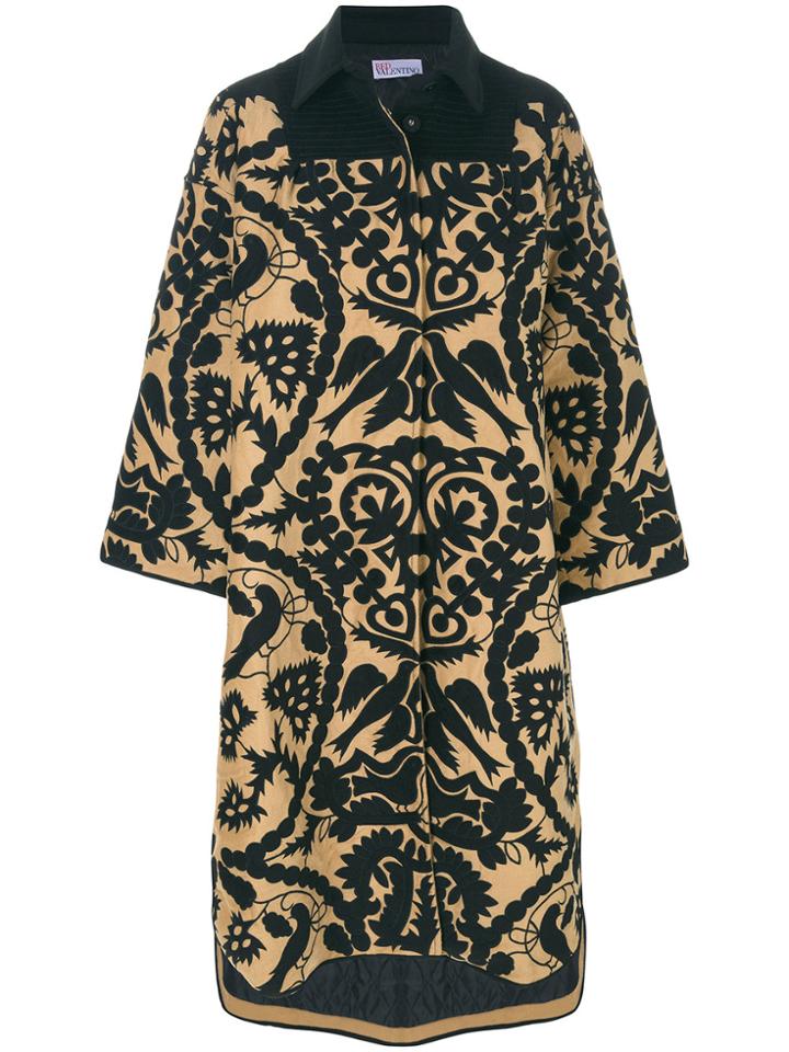 Red Valentino Printed Wide Sleeve Coat - Black