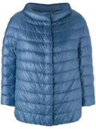 Herno - Three-quarter Sleeve Puffer Jacket - Women - Cotton/polyamide/acetate - 42, Women's, Blue, Cotton/polyamide/acetate