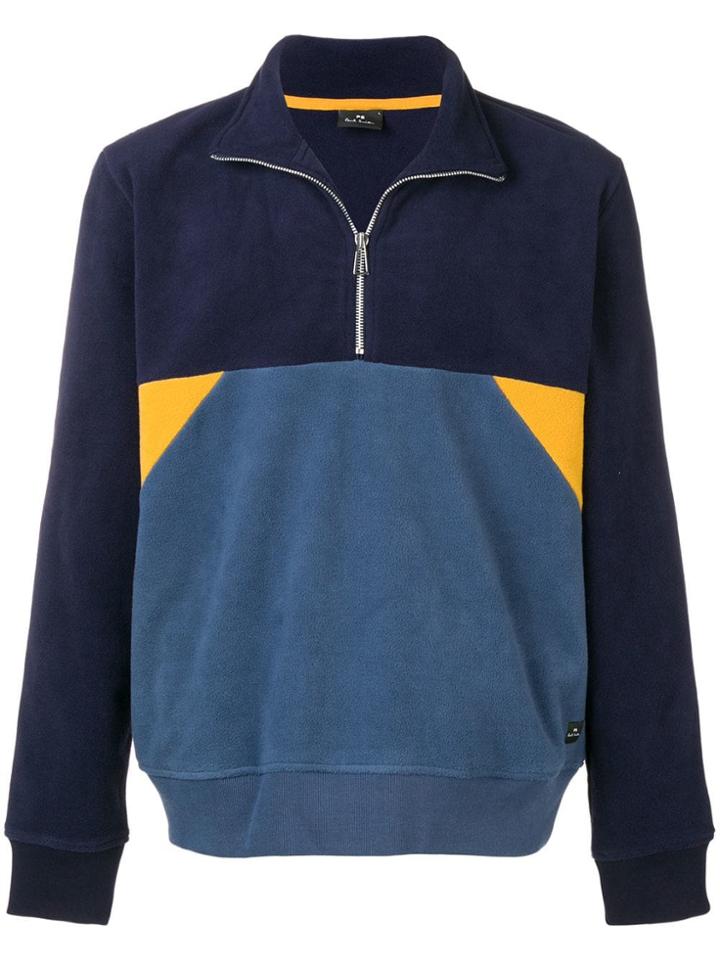 Ps Paul Smith Colour-block Zipped Sweatshirt - Blue
