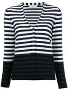 Sonia Rykiel Striped V-neck Cardigan, Women's, Size: Xl, Blue, Cotton/polyester