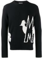 Moncler Rooster Intarsia Logo Sweater - Black