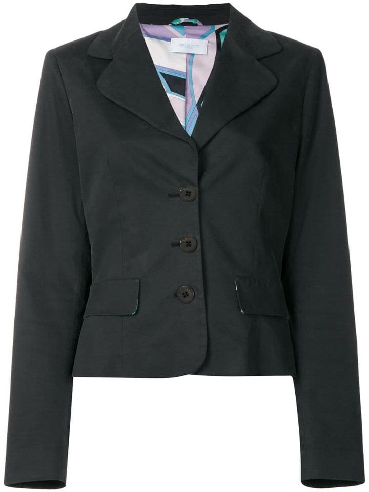 Emilio Pucci Pre-owned Flap Pockets Fitted Blazer - Black