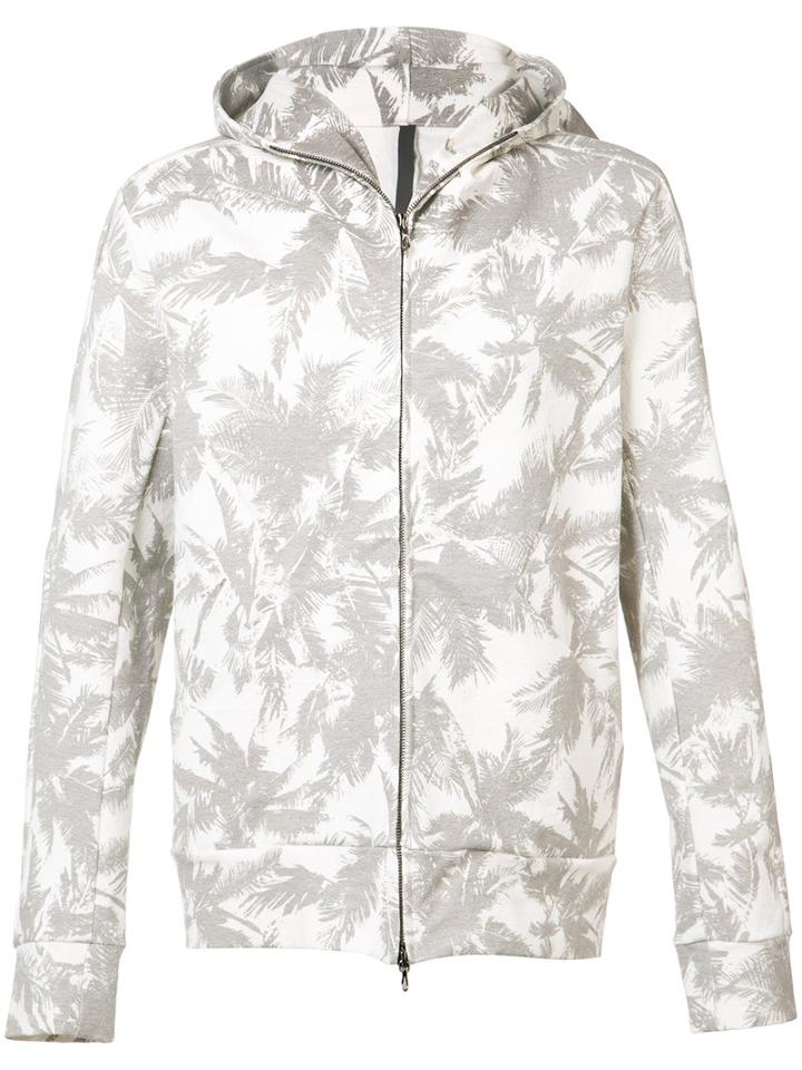 Attachment Palm Tree Print Hoodie, Men's, Size: 3, White, Cotton/linen/flax/polyurethane