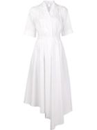 Adam Lippes Asymmetric Hem Gathered Dress, Women's, Size: 4, White, Cotton