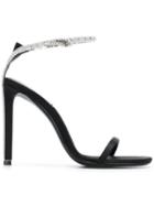 Saint Laurent Black Kate 105 Crystal Embellished Satin Sandals