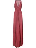 Rick Owens Lilies - Venetian Draped Plunge Gown - Women - Cotton/polyamide/viscose - 44, Red, Cotton/polyamide/viscose