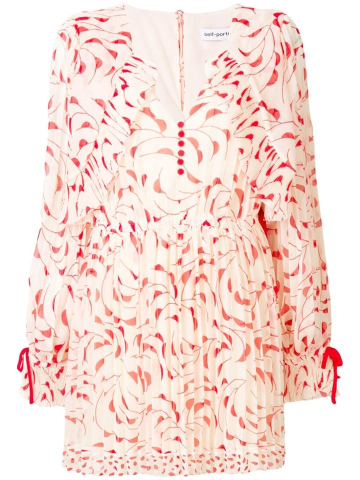 Self-portrait Pleated Dress - White